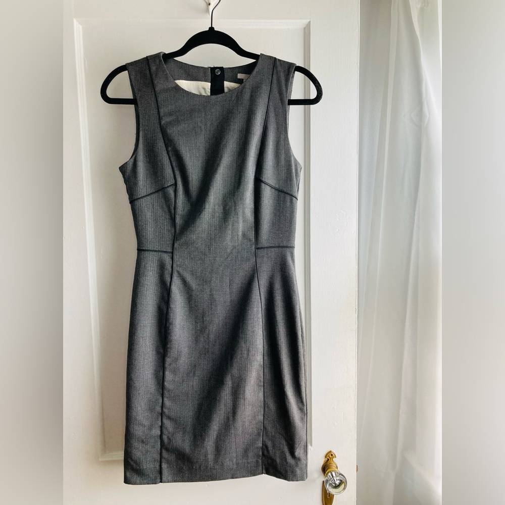 H&M charcoal dress with black piping detail